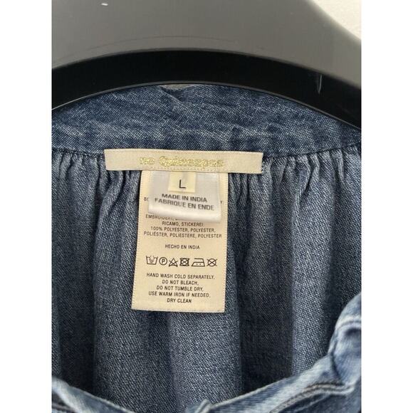 Anthropologie Ne Quittez Pas Chambray Denim Loose Top Size Large - Picture 8 of 9